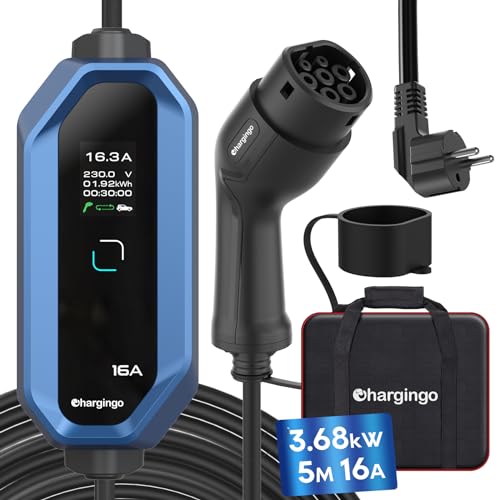 Caricatore Auto Elettriche Tipo 2 Schuko 3.68kW - 230V/16A, 5m, Con LED, Per VE E Ibride, Portatile - Foto 5