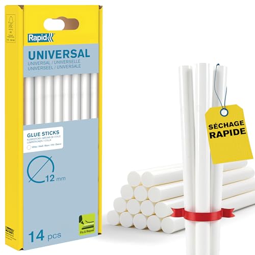 Rapid - Bâtons de colle Universelle Blanche - Ø12mm x 190mm - 14pcs, 250g