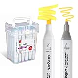 KINGART PRO Double-Ended Alcohol Ink Art Markers, 24 BRIGHT Colors, Fine Point & Chisel Tips, Permanent with Superior Blendability, Includes Plastic Case, 24 Pc.