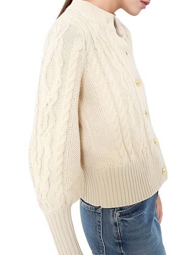 PEHMEA Womens Short Cardigan Sweaters, Soft Twist Knit Fall Winter Chunky Open Front Button Sweaters for Women3