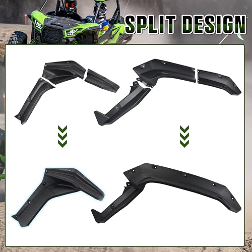 Image of Wider XXL Front & Rear Fender Flares Kit Compatible with Kawasaki Teryx KRX 1000 2020-2025 Accessories Update Extended Mud Flaps Extension Mud Guards Replace 99994-1324(12PCS,Left & Right)