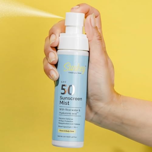 Generic Sun-key Sunscreen Mist SPF 50 PA++ with Hyaluronic Acid & Rice Water | Water-Based UV Spray for Face & Body | Pollution Defence, Heat Ray Shield | Non-Greasy Hydrating SPF Mist | 100ml