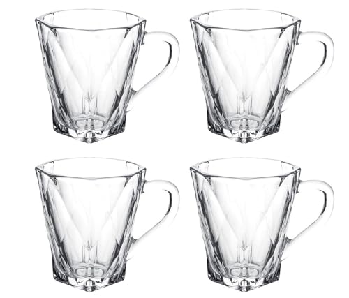 Image of MULTI ZONE 300 ML Crystal Clear Toughened Glass Tea Cup with Convenient Solid Handle Cups, Espresso Mug Set for Tea, Coffee, Hot /Cold Drinks (MZ-06)