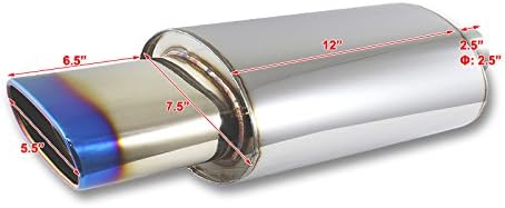 Diagram showing the dimensions of the EPARTS exhaust muffler