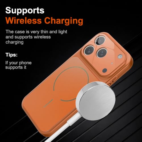 Image of SHINESTAR iPhone 17 Pro Max Case - Premium Shockproof Protective Cover, Wireless Charging Compatible, Slim & Durable Luxury Back Cover with Camera Protection (Orange)