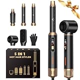 OKWRAP Hairstyler 5 in 1 LCD Asciugacapelli 5 in 1 Airstyler 5 in 1Multifunzione Phon Capelli,Spazzola Asciugacapelli Per Dare Volume Ai Capelli, Lisciare, Ioni Air Curler Brush,Strumenti per Capelli