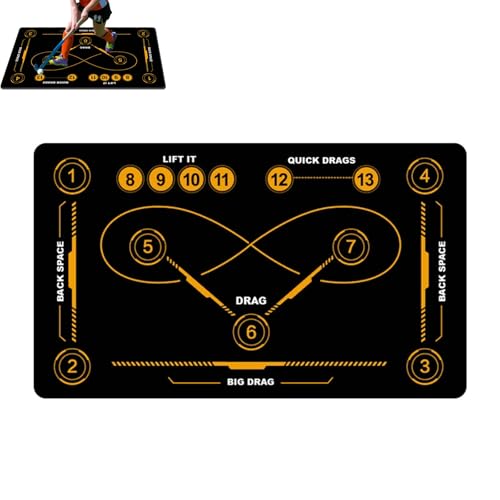 LOPMQRV Field Hockey Training Mat, Indoor/Outdoor Use for All Ages, 59"x35.4" Non-Slip Hockey Training Equipment with Drill Markings to Improve Control, Reaction Speed, and Coordination (Orange)