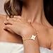 Fettero Gold Bracelets for Women Pearl Clover Charm Bracelet 14K Gold Plated 2 Sided Four Leaf Flower Dainty Chain Clover Bracelet Jewelry