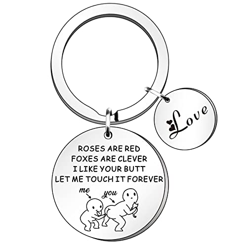 HULALA Porte-clés humoristique et romantique pour la Saint-Valentin pour lui, petit ami, petite amie, mari, femme, couple, amoureux, avec inscription « I Like Your Butt Let Me Touch It Forever » Cover