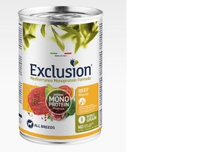 Exclusion Monoproteico All Breeds Adult Umido Manzo 6 LATTINE DA 400g CADAUNO