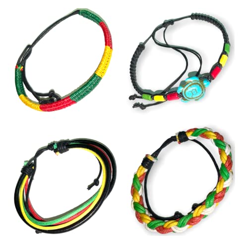 LAVIP Leather Rasta plaided Hippie Braid Bracelet Wax Cord Hemp Handmade Reggae Jamaican Hawaiien Style Adjustable - Image 3