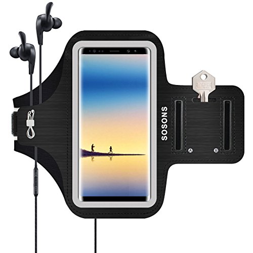 SOSONS Armband for Samsung Galaxy Note 8/9/10/20+,Galaxy S22/S21/S10/S9/S8+, Water Resistant Sports Gym Armband Case for Samsung Galaxy Note/S/A/F Series,with Card Pockets and Key Slot