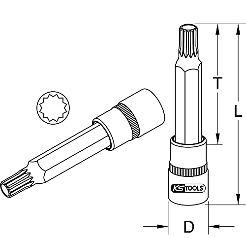 KS Tools 922.1723 Ultimate 1/2, "110 mm M12 XZN Screwdriver Socket, Chrome Satiné - Image 3