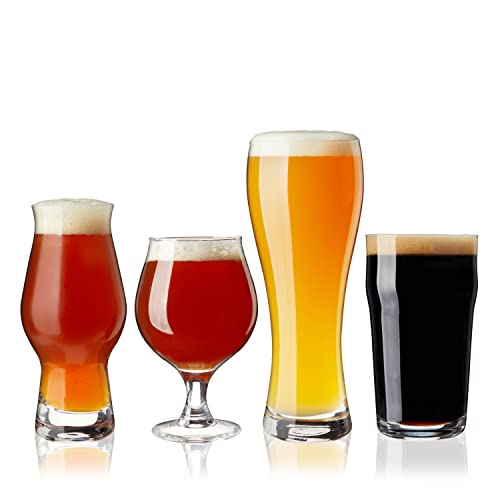 True Beer Glasses Gift Set, Durable Clear Tasting Kit for IPA, Belgian Ales, Wheat Beers, Stouts, Porters, Perfect for Beer Lovers, Home Bar, Birthday Gifts for Men, Set of 4 by TRUE - Used condition - US$21.86