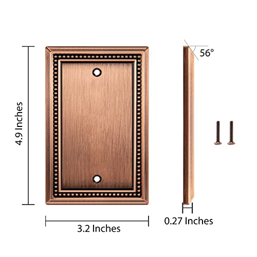 Image of Henne Bery Sunken Pearls Heavy Duty Decorative Wall Plate Switch Plate Outlet Cover (Single Blank, 2 Pack, Antique Copper)