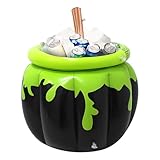 Halloween Inflatable Cauldron Cooler 23.6 x 26.3 Giant Inflatable Black Cauldron and Stirring Rod Ice Bucket for Swimming Pool Halloween Party Photo Prop Decoration(Cauldron and Stirring Rod)