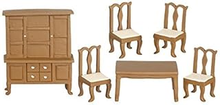 Melody Jane Dollhouse Walnut Dining Room Furniture Set Suite 1:24 Half Inch