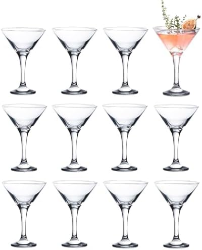 Vikko Martini Glasses Set of 12, 5.2 Ounce Cocktail Glasses with Stem, Elegant Cosmopolitan Glasses for Martinis and Cocktails, Dishwasher Safe, Bulk Martini