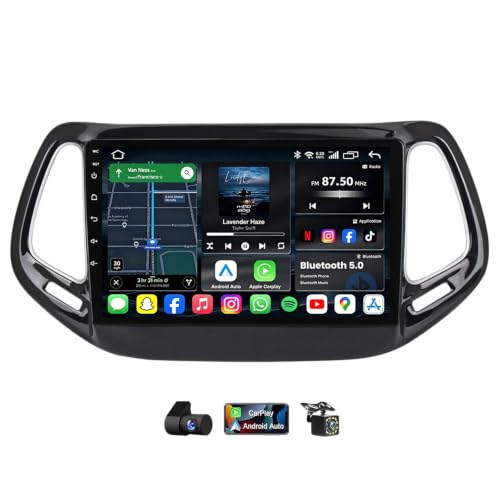 Radio Coche Android14 de 9 Pulgadas 2K QLED para Jeep Compass 2 MP con Navegación GPS y Dab+