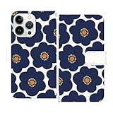 Advantage iPhone15pro iPhone 15pro スマホケース 手帳型 iPhoneケース PUレザー デザイン 花柄 ネイビー かわいい 可愛い 北欧