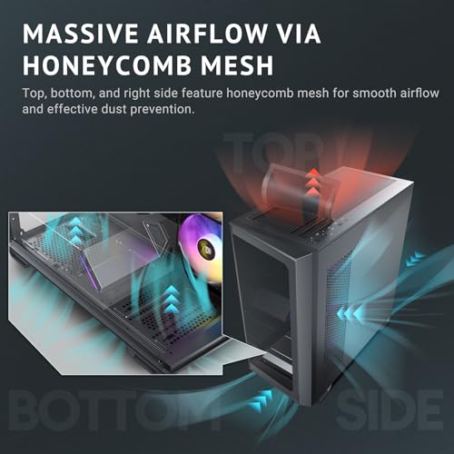 Gabinete para PC Antec C3 ARGB, Torre Media ATX con Paneles de Vidrio Templado, Soporte para Radiador de 360 mm, 4 Ventiladores ARGB PWM Preinstalados, Controlador Integrado, Conectividad USB-C miniatura 3