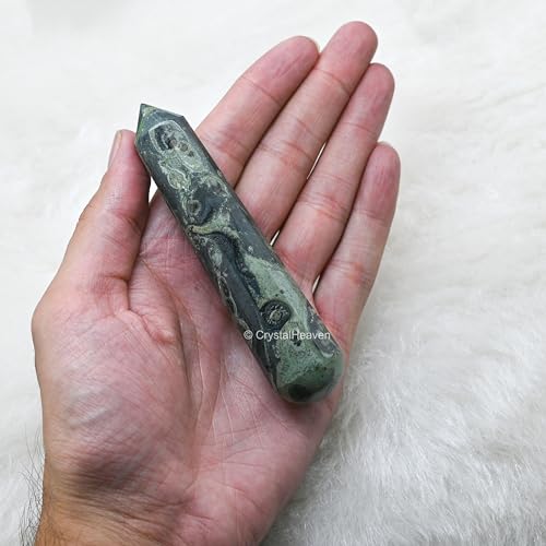 Image of Kambaba Jasper Crystal Wand - Pointed Crystal Wand for Energy Healing, Chakra Balancing, Meditation and Home Decor - Crystals and Healing Stones for Gift