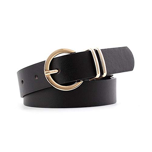 Ceinture en cuir synthétique pour femme avec boucle torique - Noir - Taille unique Cover