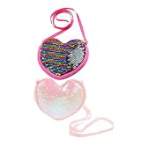 JECOMPRIS Monedero de Corazón para Niña Lentejuelas Brillantes, Bolso Bandolera Pequeño Multicolor, Bolso Cruzado para Monedas y Uso Diario en Niñas Pequeñas