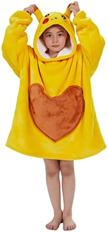 JVJQ Unisex Animal Wearable Hoodie Blanket,Snuggly Blanket with Sleeves, Comfy Warm Sweatshirt with Pocket,for Kids