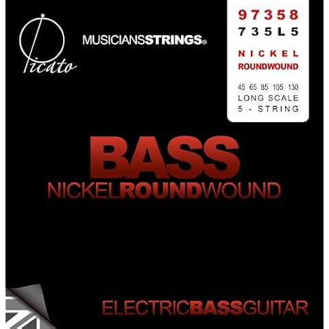 Picato 97358 Bass Guitar Nickel Roundwound 5 String Set, 45-130 Cover