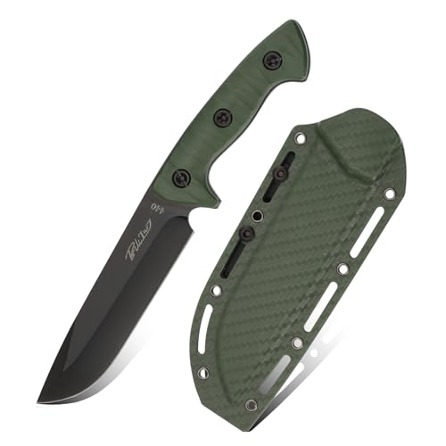 Bilizuo Full Tang Fixed Blade Tactical Knife, 5.5" Hunting Knife with 440 Stainless Steel & Ergonomic ABS Handle, Camping Knives Sheath for Belt, Survival Tactical Gear & Hunting Essentials (Green) by Bilizuo - Used condition - US$11.96