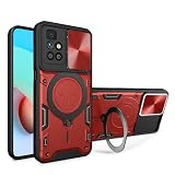 JayModCase Cover per Xiaomi Redmi 10 4G Case Protezione Fotocamera Scorrevole con Anello Supporto Rotante a 360° Grado Militare Antiurto Custodia per Redmi 10 4G - Rosso