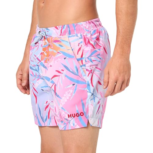 HUGO Men's Standard Tropical Leaf Swim Trunk3