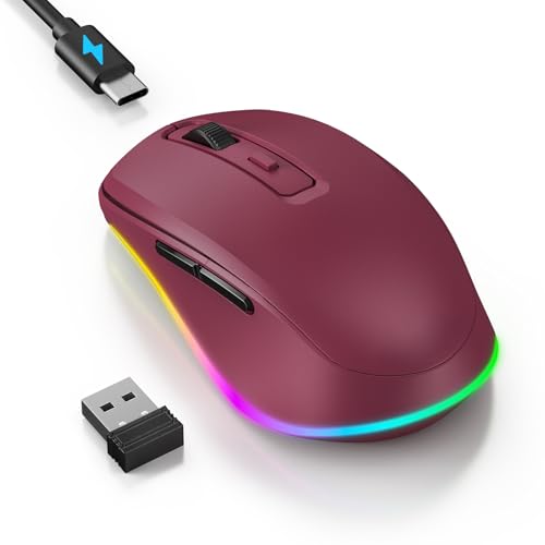 PEIOUS Wireless Mouse Jiggler - Keep Computers Awake, Wine Red