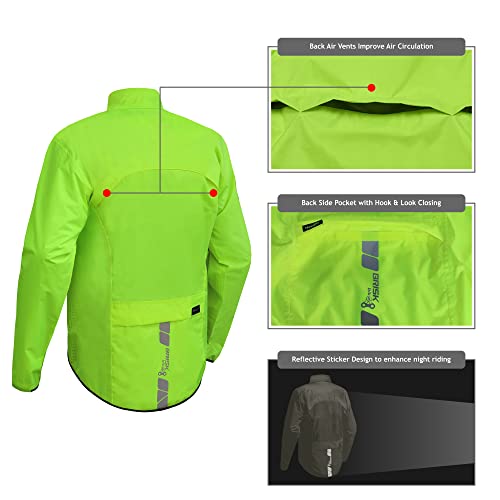 Brisk Bike Cycling Rain Jacket Mens high vis full Sleeve shell cycling jacket (UK, Alpha, S, Regular, Regular, Green) - Image 3