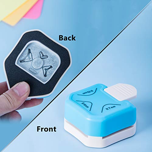 Paper Corner Rounder,3 in 1(R4mm+R7mm+R10mm)Paper Hole Cutter for Photo Card Cutter, Handbook, Paper Making, Stamp Envelope Corner Cutting, Laminate, Arts and Crafts, Diary DIY Scrapbook BG05BL