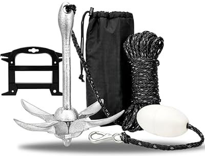 Young Marine Grapnel Anchor Kit for Small Boats, Kayaks, PWC, Jet Ski, Paddle Boards, etc. - 3.5 lbs (Galvanized-Silver)