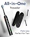 MySmile UC605 Electric Toothbrush for Adults, Rechargeable Sonic Electronic Toothbrush with 6 Brush Heads and Travel Case, 2 Mins 5 Modes Smart Timer, 48000VPM (Black)