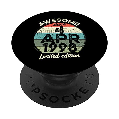 Camiseta de cumpleaños de 25 años, 4 de abril de 1998, 25 cumpleaños PopSockets PopGrip Intercambiable