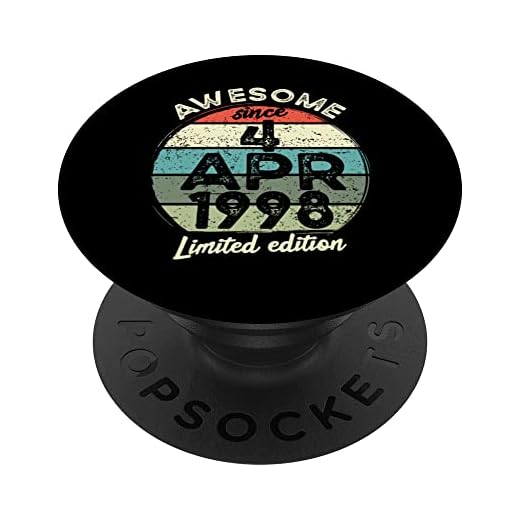Camiseta de cumpleaños de 25 años, 4 de abril de 1998, 25 cumpleaños PopSockets PopGrip Intercambiable