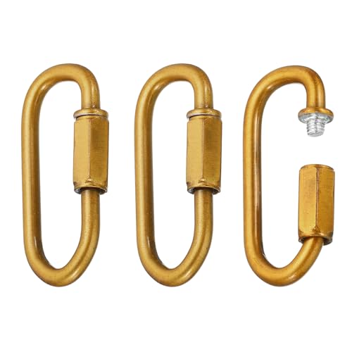 MECCANIXITY Chain Connectors, 5mm Thick Quick Link Screw Lock Oval Clips for Chandelier Pendant Lights, Gold Bronze, Pack of 3
