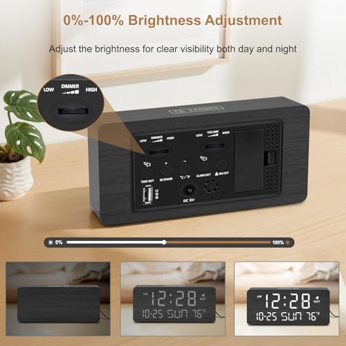DreamSky Wooden Digital Alarm Clocks for Bedrooms with Date & Day of Week - Image 5