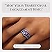 Black Engagement Ring for Women by Ginger Lyne | Heart Shaped Purple Mystic Topaz Color CZ Promise Band | Simulated Fire Opal Inlay Bridal Ring | Black Fashion, Simple Engagement Band Women