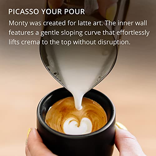 Fellow Monty Milk Art Espresso Cups - Small Double Wall Ceramic Demitasse, Matte Black With Graphite Base, 3 Oz Cup (Set Of 2) #TOP2