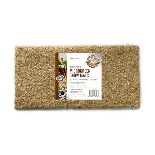All-Natural Hemp Mat for Growing Microgreens 10' x 20' – Water Retention, High Germination, Ideal for Microgreens, Sprouts & Wheatgrass – Premium Hemp Fiber Grow Pads for Optimal Plant Health(10 Pack)
