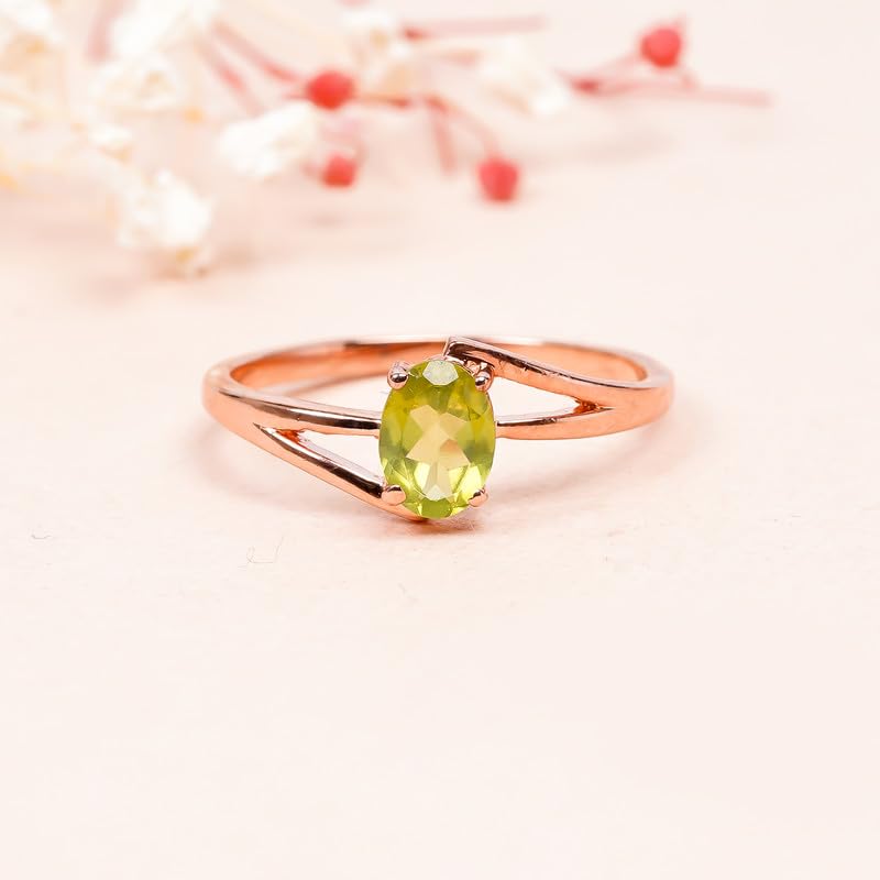 Bague solitaire en péridot naturel résistant en argent 925