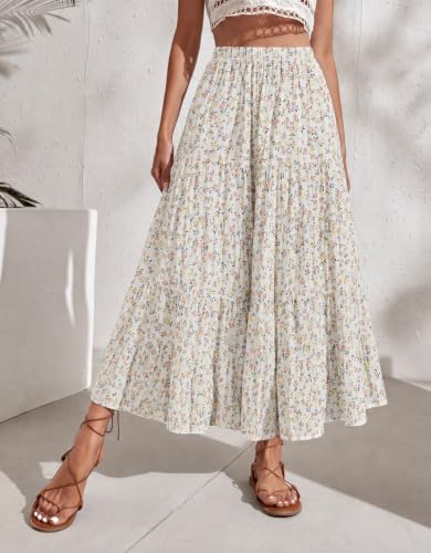 Zeagoo Boho Maxi Skirts for Women Trendy Summer 2026 Elegant Tiered Midi Skirts Flowy Long Skirt for Beach Party S — view 2