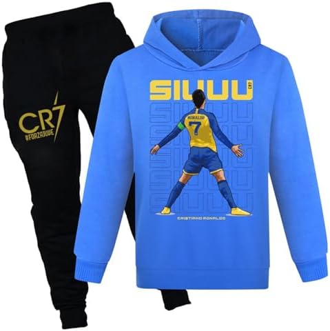 SJENG Kid Cristiano Ronaldo Pullover Sweatshirt,Al-Nassr FC Hoody and Sweatpants Set Lightweight Long Sleeve 2 Pieces Outfit
