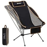 KingCamp Campingstuhl Ultraleicht Verbreiterter 2-Fach Verstellbare Hohe Rückenlehne bis 150 kg Belastbar mit Kopfkissen und Seitentasche gepolsterte Sitzfläche und Armlehnen