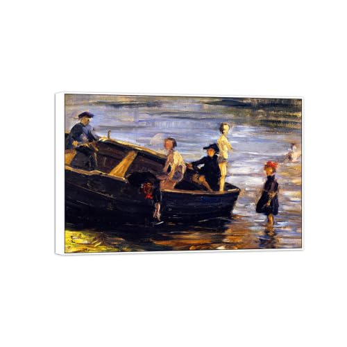 Toile Children on Boat 120x80cm : créez une ambiance apaisante dans votre salon moderne